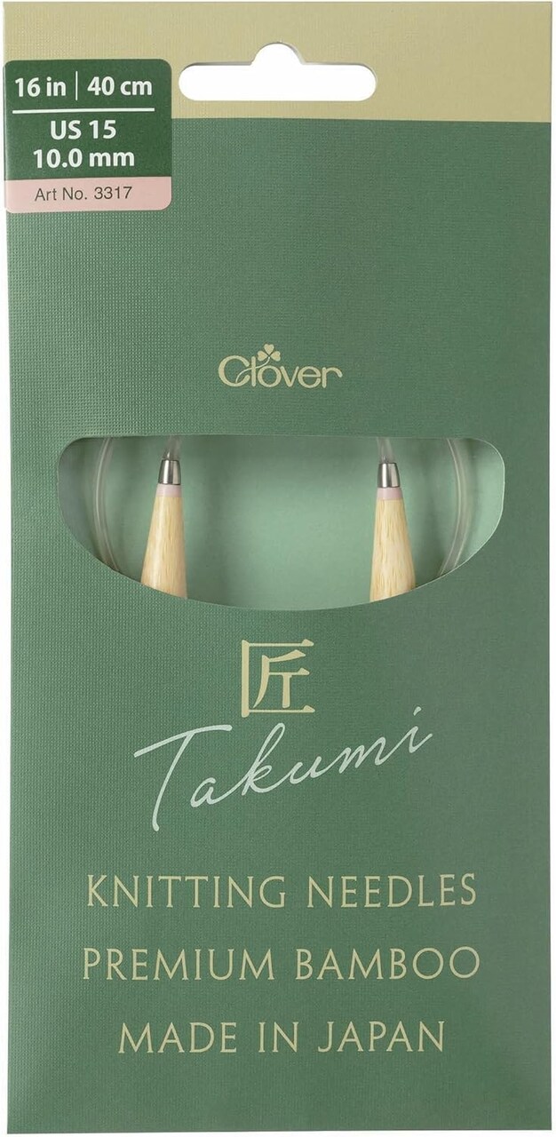 Clover Takumi Pro Bamboo Circular Knitting Needles 16"- US 0-15